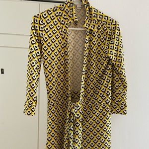 Yellow/black Diane Von Furstenberg Wrap Dress Romper